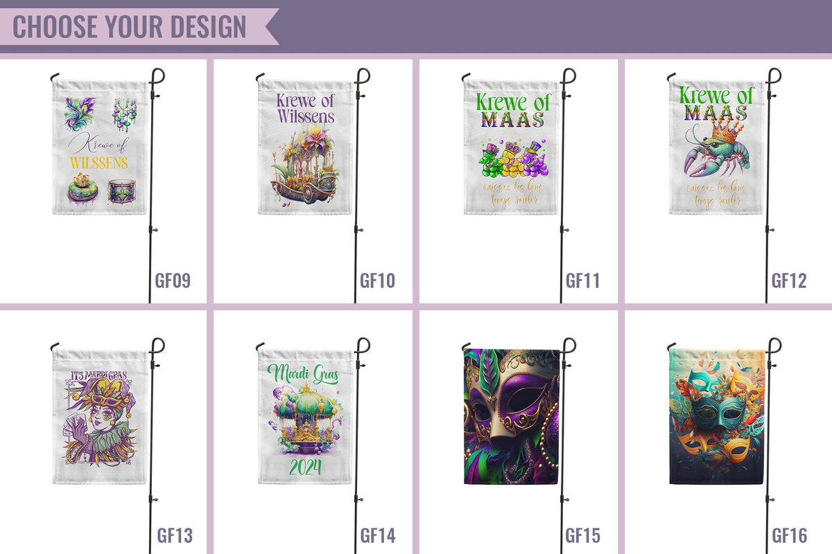 Mardi Gras Garden Flag, Custom Last Name Mardi Gras Garden Decor, New Orleans Mardi Gras Yard Sign, Fat Tuesday, Parade Season Flag