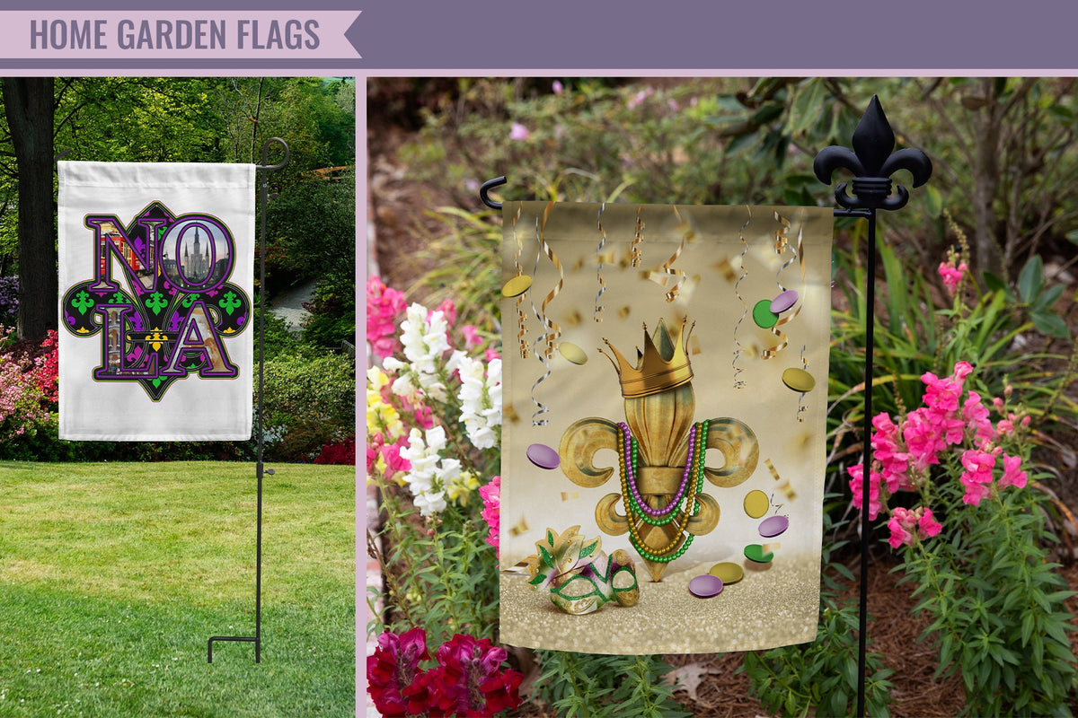 Mardi Gras Garden Flag, Custom Last Name Mardi Gras Garden Decor, New Orleans Mardi Gras Yard Sign, Fat Tuesday, Parade Season Flag
