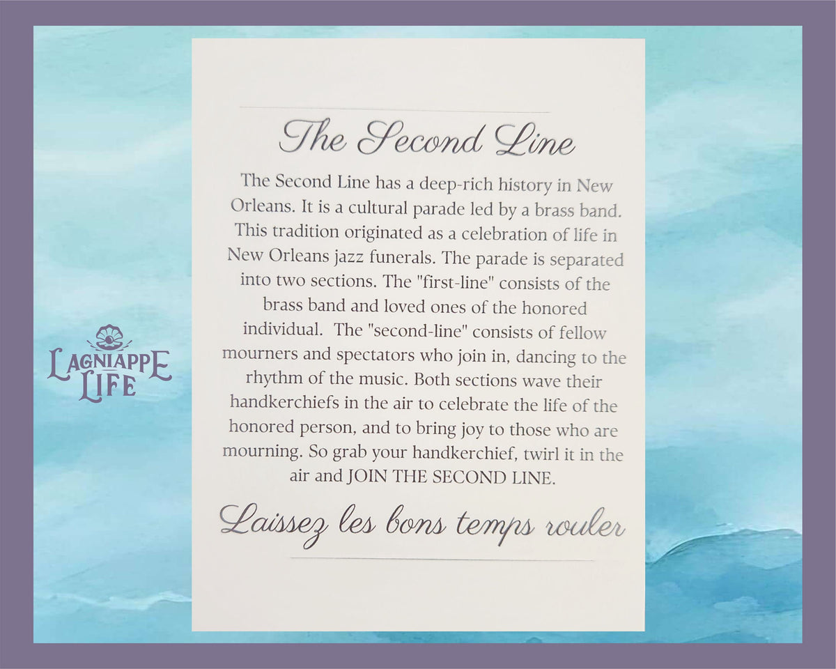 Second Line History Card Sleeve Traditional New Orleans Parade Explanation for Wedding Handkerchiefs &amp; Favors Les Le Bons Temps Ruler