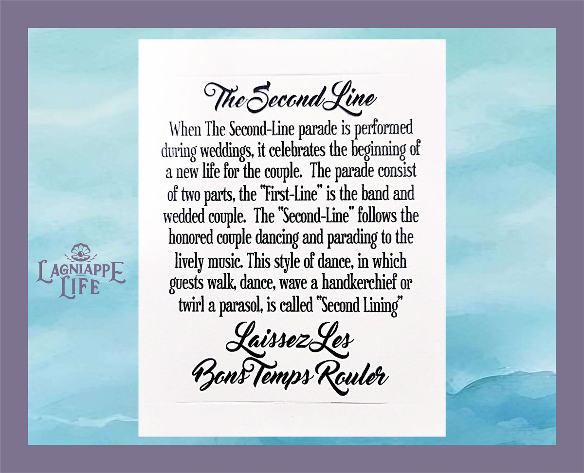 Second Line History Card Sleeve Traditional New Orleans Parade Explanation for Wedding Handkerchiefs &amp; Favors