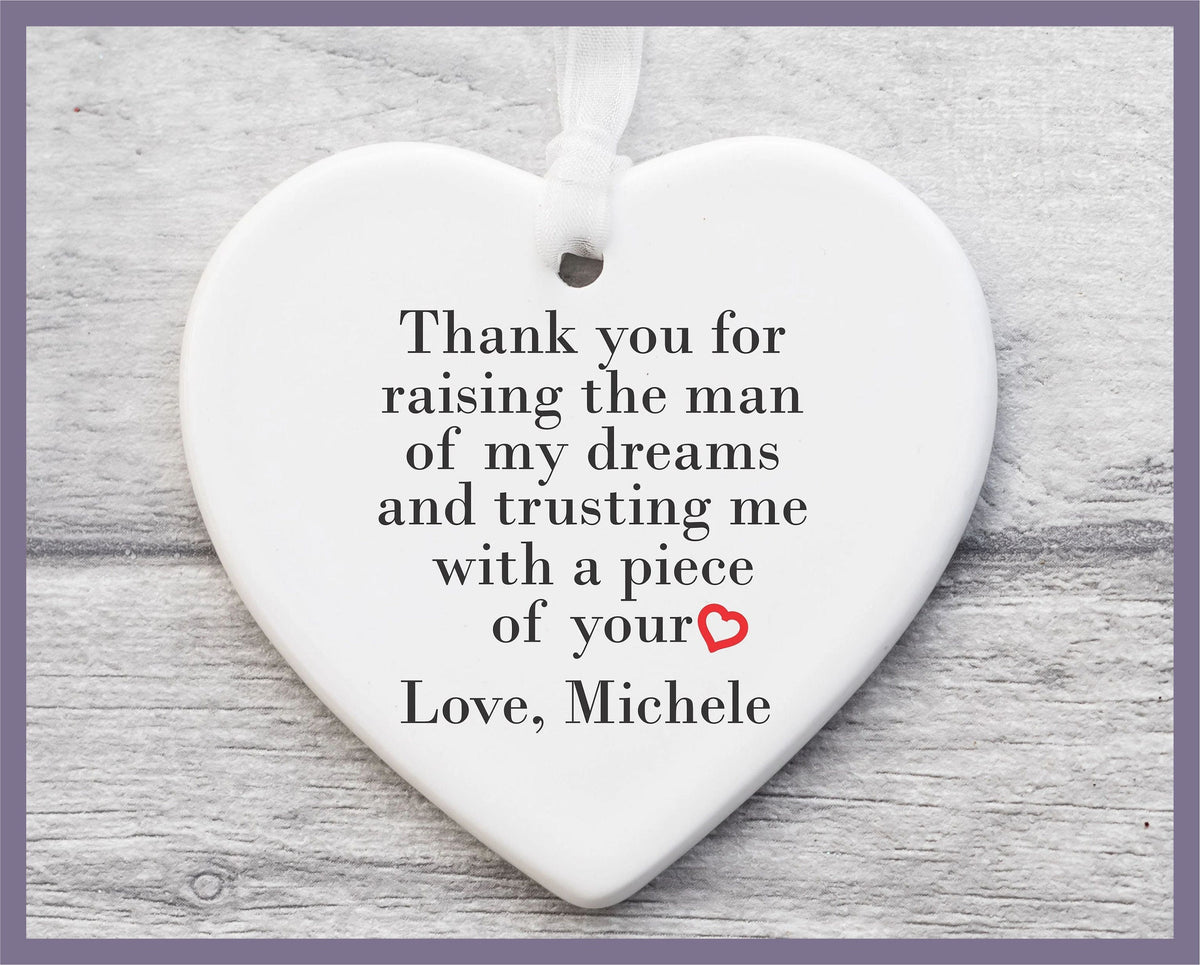 Heart Ornament, Mother Of The Groom Gift , Mother Of The Bride Gift ,  Mother In Law Wedding Gift, Wedding Favors, Gift Box Included