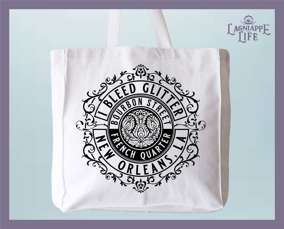 New Orleans - Louisiana Mardi Gras Tote Bag - Bleed Glitter Tote Bag