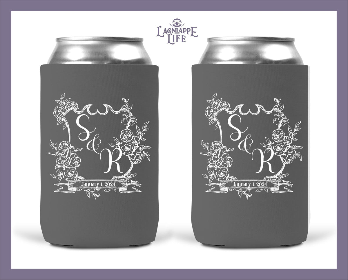 Can Coolers Dark Grey Wedding Neoprene Can Coolers Wedding Favors Personalized Can Coolers Custom Neoprene Can Coolers Personalized