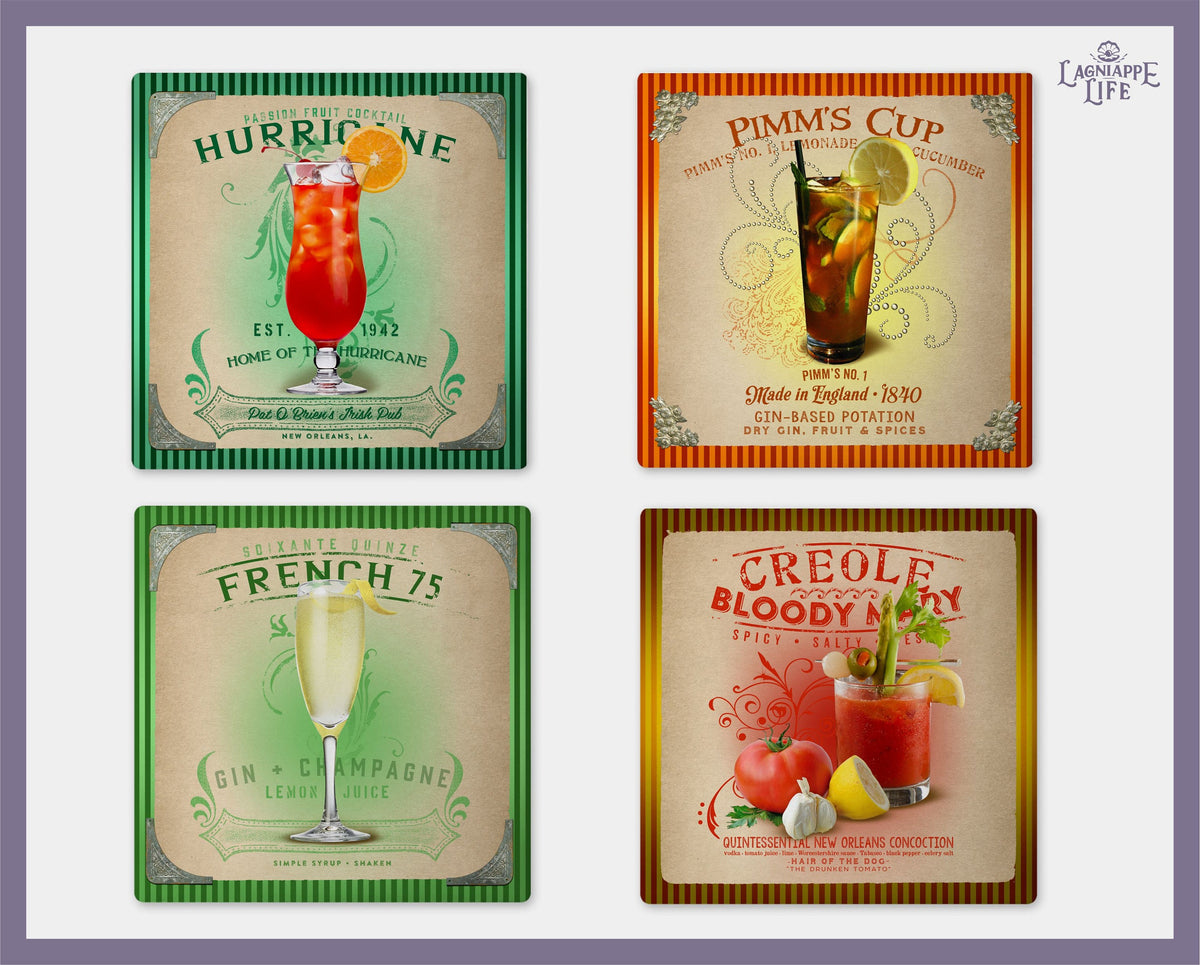 Hurricane Stone Coasters New Orleans Hurricane Cocktails Coasters Famous Drink Coasters - French Quarter Cocktails Stone Coasters Classic