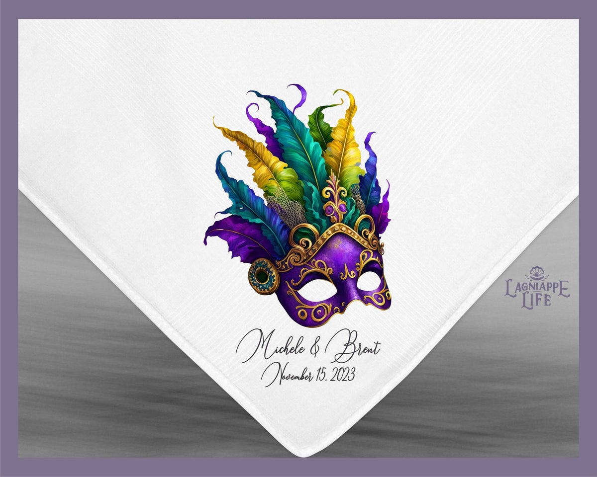 Mardi Gras Mask Handkerchief Second Line Parade Mardi Gras Ball Carnival Mask Krewe Mardi Gras Mask Birthday Party Handkerchief Memento Gift