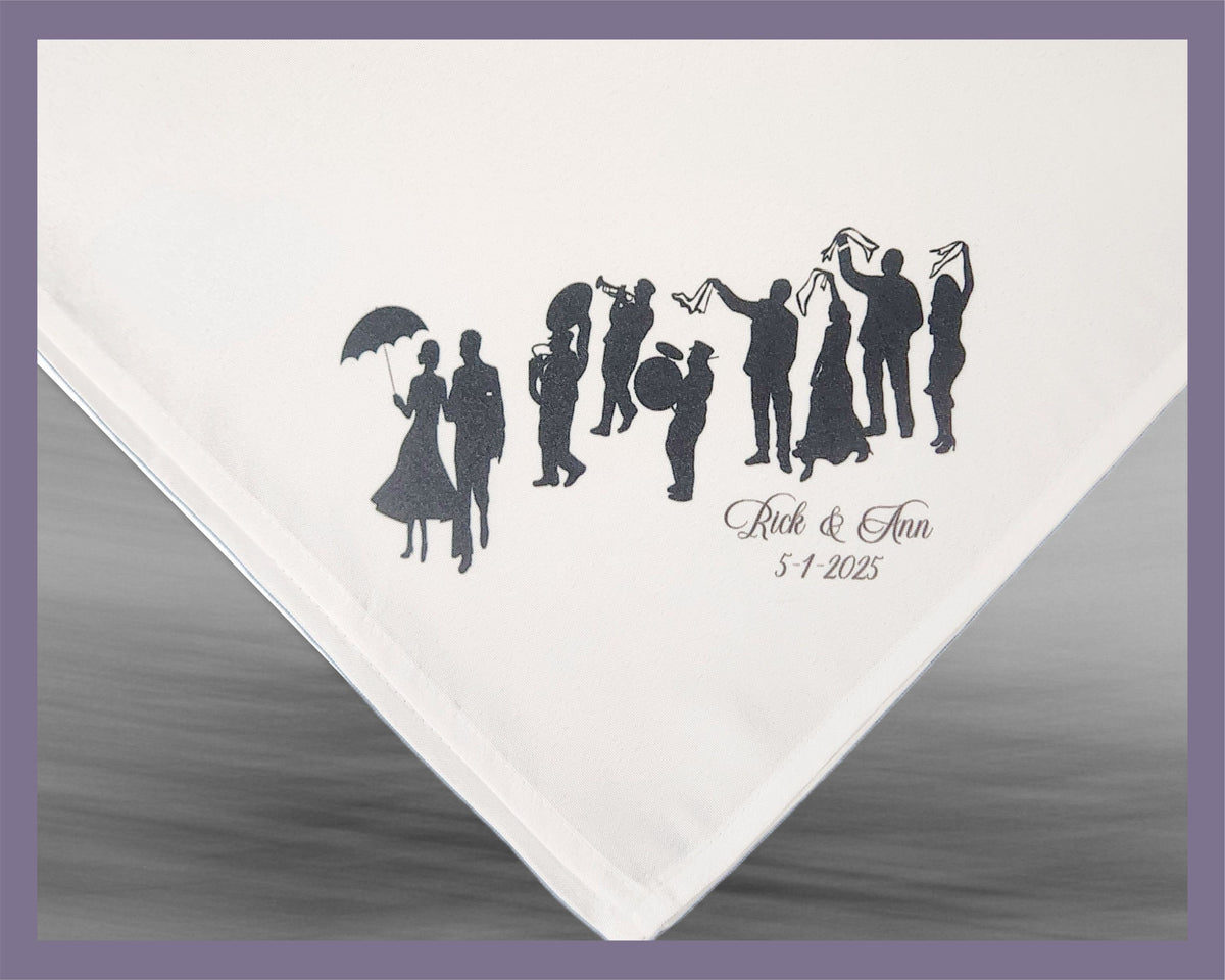 Second Line Handkerchief Wedding Jazz Band | Personalize Handkerchiefs | Wedding Favors | Custom Made for Weddings Events Party |