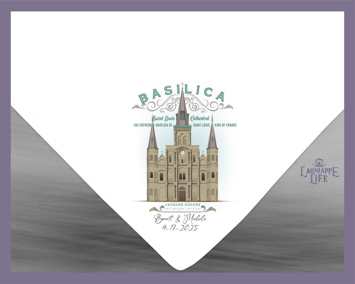 Personalized Basilica Handkerchief - Elegant Wedding Favor and Special Event Party Accessory - Customizable for All Occasions