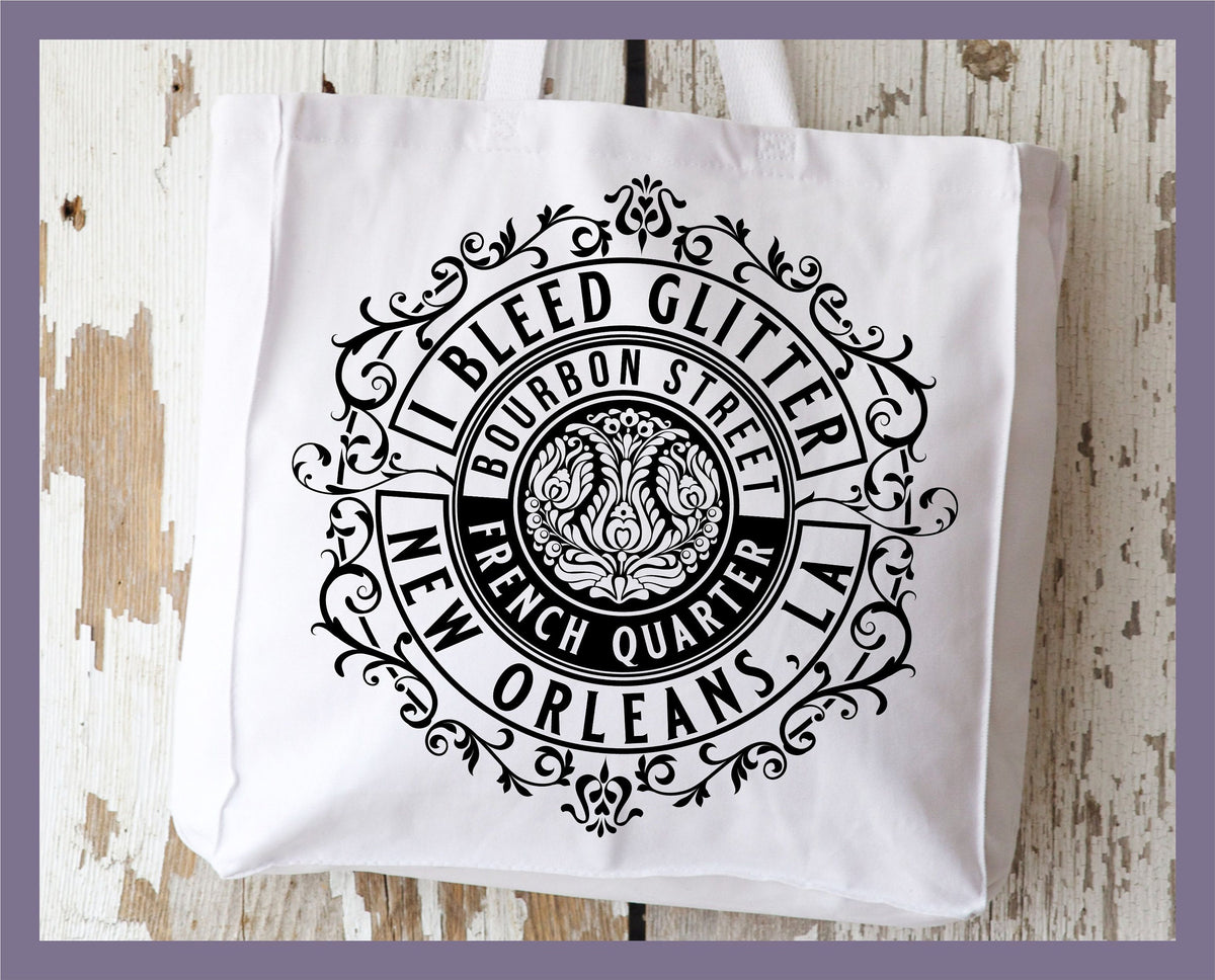 New Orleans - Louisiana Mardi Gras Tote Bag - Bleed Glitter Tote Bag