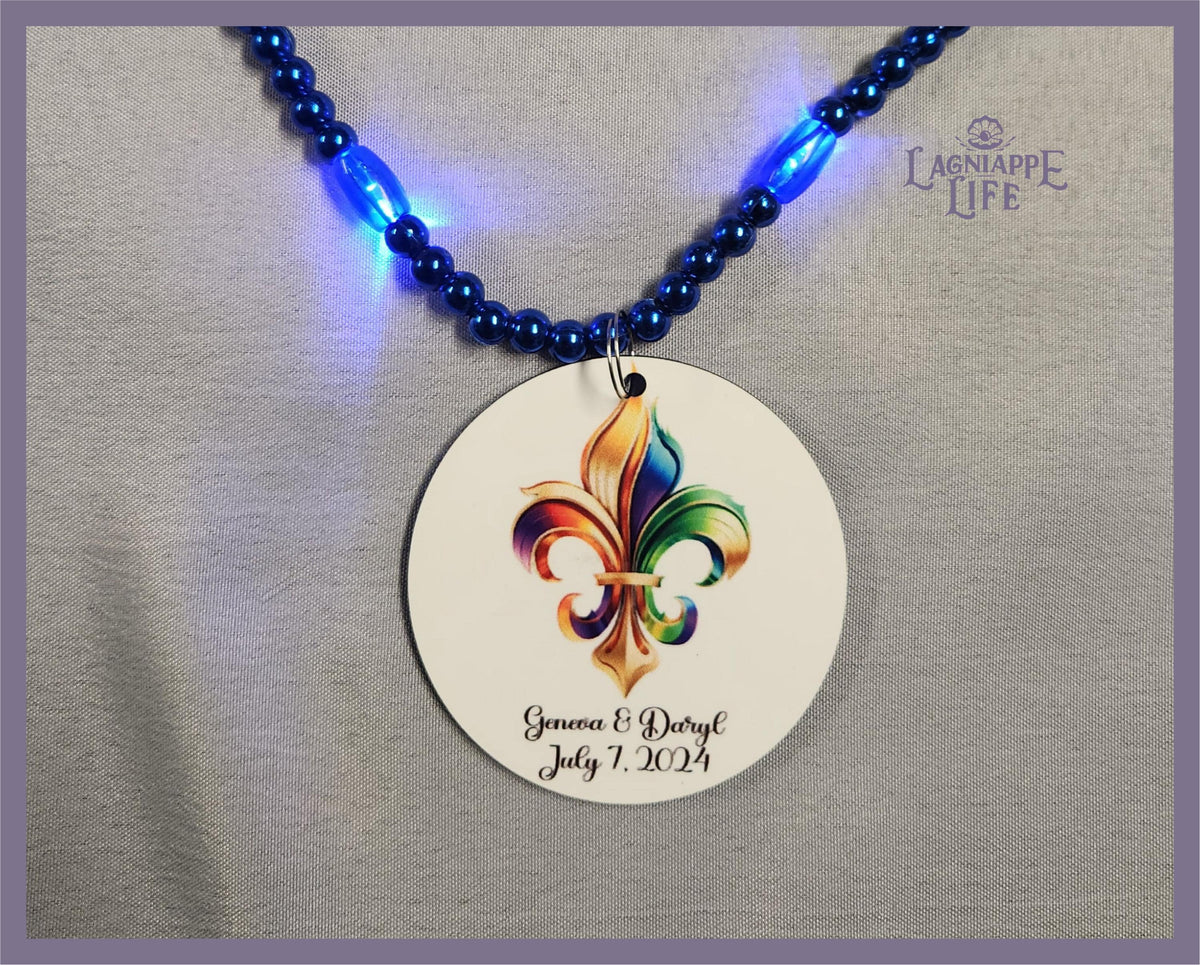 Personalize Flashing Necklace Beads Customize Double Sided Medallion Beads Flashing Lights Party Favors Wedding Personalized Light Up Beads