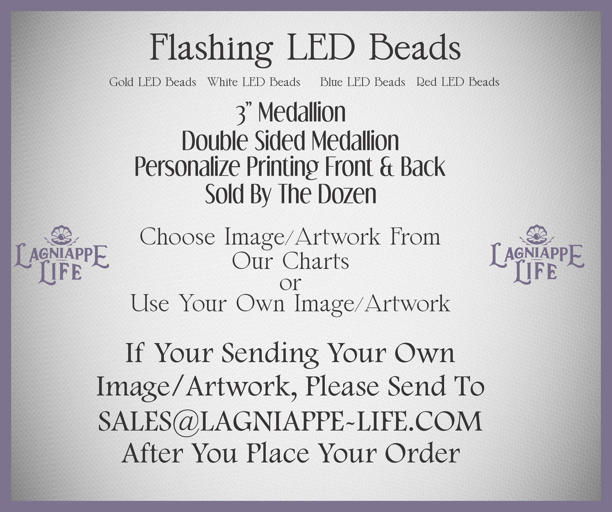 Personalize Flashing Necklace Beads Customize Double Sided Medallion Beads Flashing Lights Party Favors Wedding Personalized Light Up Beads