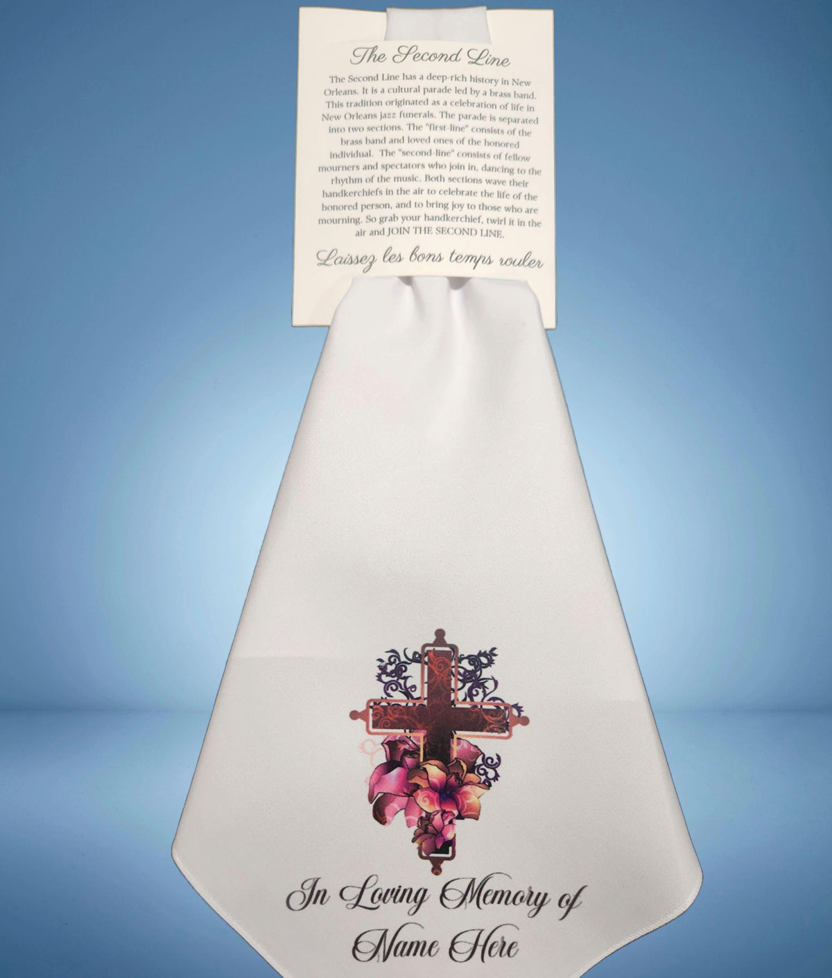 Second Line History Card Sleeve Traditional New Orleans Parade Explanation for Wedding Handkerchiefs &amp; Favors Les Le Bons Temps Ruler