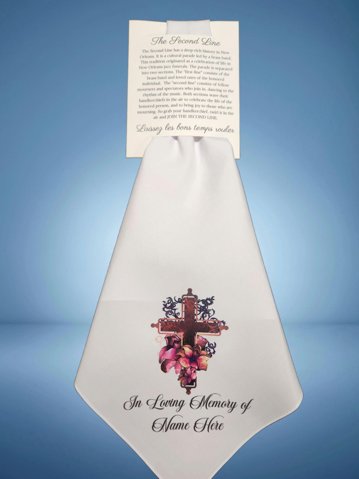 Second Line History Card Sleeve Traditional New Orleans Parade Explanation for Wedding Handkerchiefs &amp; Favors Les Le Bons Temps Ruler