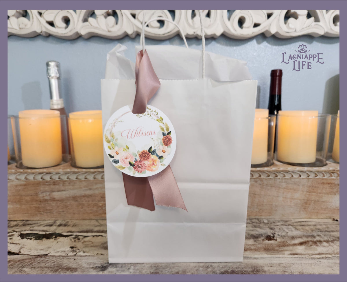 Brown Welcome Bag for Wedding/Hotel Guests Favor Bag Personalized with your choice of Ribbon and Bag Color